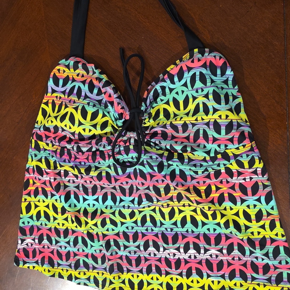 (J29) Joe Boxer Womans Swim Top Sz 2X - Black, Yellow, Pink, Blue